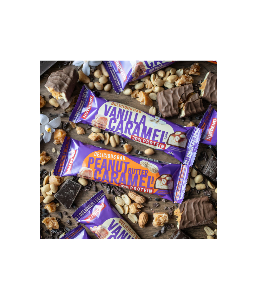 DELICIOUS BAR, vanilla-caramel, 50 g – low-calorie product from NUTREND, buy in SportFit Nutrition OÜ | Reg.nr. 14554498