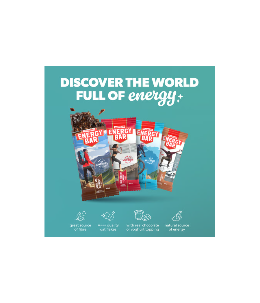 ENERGY BAR, chocolate brownies, 60 g – low-calorie product from NUTREND, buy in SportFit Nutrition OÜ | Reg.nr. 14554498