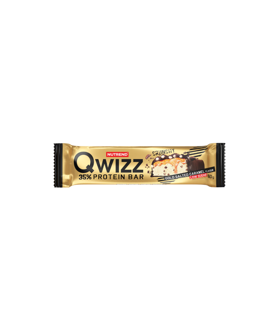 QWIZZ Protein bar, salted caramel, 60 g – low-calorie product from NUTREND, buy in SportFit Nutrition OÜ | Reg.nr. 14554498 QWIZZ Protein bar, salted caramel, 60 g – low-calorie product from NUTREND, buy in SportFit Nutrition OÜ | Reg.nr. 14554498