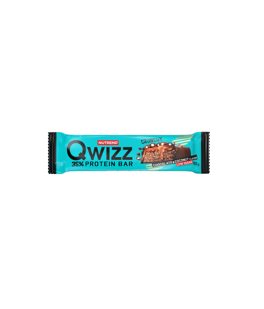 QWIZZ Protein Bar, Chocolate-Coconut, 60 g – low-calorie product from NUTREND, buy in SportFit Nutrition OÜ | Reg.nr. 14554498