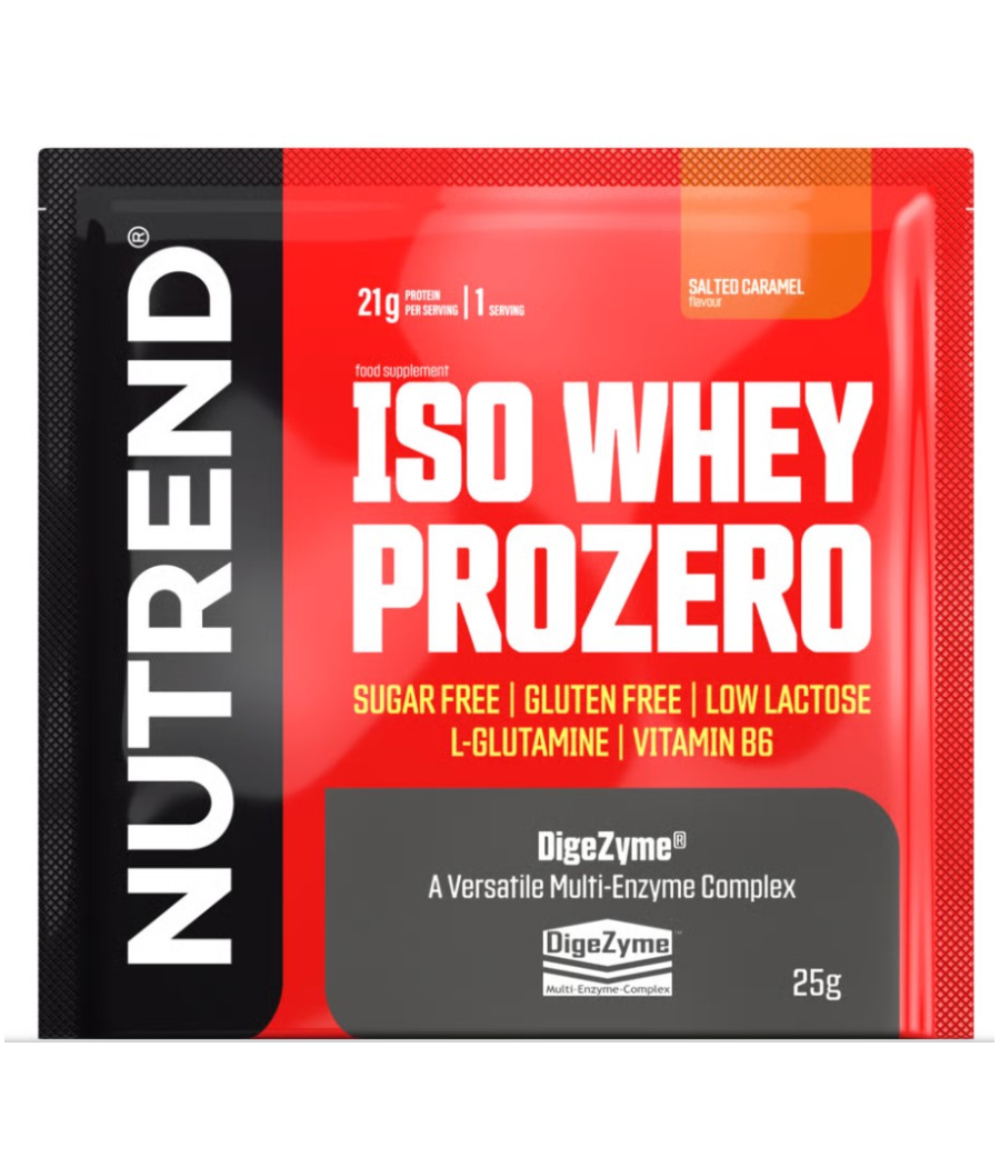 ISO WHEY PROZERO Protein, salted caramel, 25 g – low-calorie product from NUTREND, buy in SportFit Nutrition OÜ | Reg.nr. 14554498