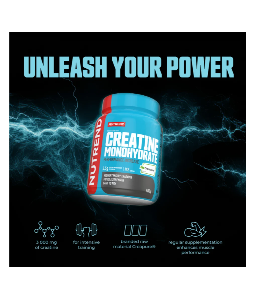 CREATINE MONOHYDRATE Creapure, 500 g – low-calorie product from NUTREND, buy in SportFit Nutrition OÜ | Reg.nr. 14554498