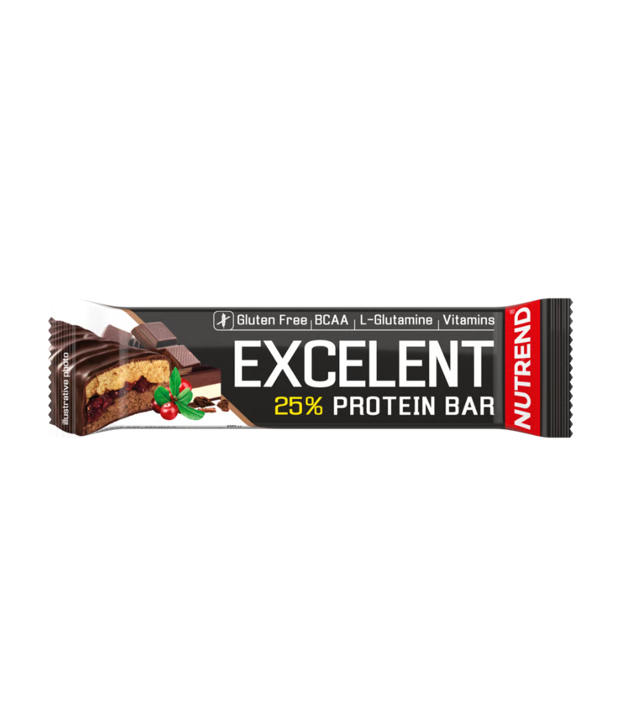 EXCELENT PROTEIN BAR, šokolaad - pähklipralinee jõhvikatega, 85 g – madala kalorsusega toode firmalt NUTREND, osta SportFit Nutrition OÜ | Reg.nr. 14554498-ist