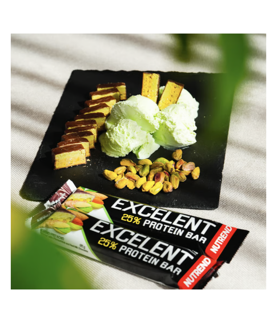 EXCELENT PROTEIN BAR, mandel - pistaatsia pistaatsiapähklitega, 85 g – madala kalorsusega toode firmalt NUTREND, osta SportFit Nutrition OÜ | Reg.nr. 14554498-ist
