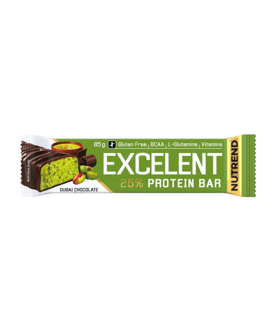 EXCELENT PROTEIN BAR, Dubai šokolaad, 85 g – madala kalorsusega toode firmalt NUTREND, osta SportFit Nutrition OÜ | Reg.nr. 14554498-ist EXCELENT PROTEIN BAR, Dubai šokolaad, 85 g – madala kalorsusega toode firmalt NUTREND, osta SportFit Nutrition OÜ | Reg.nr. 14554498-ist