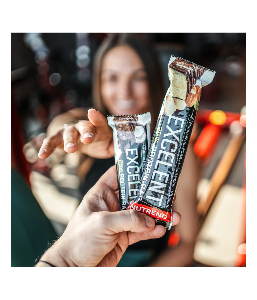 EXCELENT PROTEIINIBATOON, šokolaad pähklitega, 85 g – madala kalorsusega toode firmalt NUTREND, osta SportFit Nutrition OÜ | Reg.nr. 14554498-ist