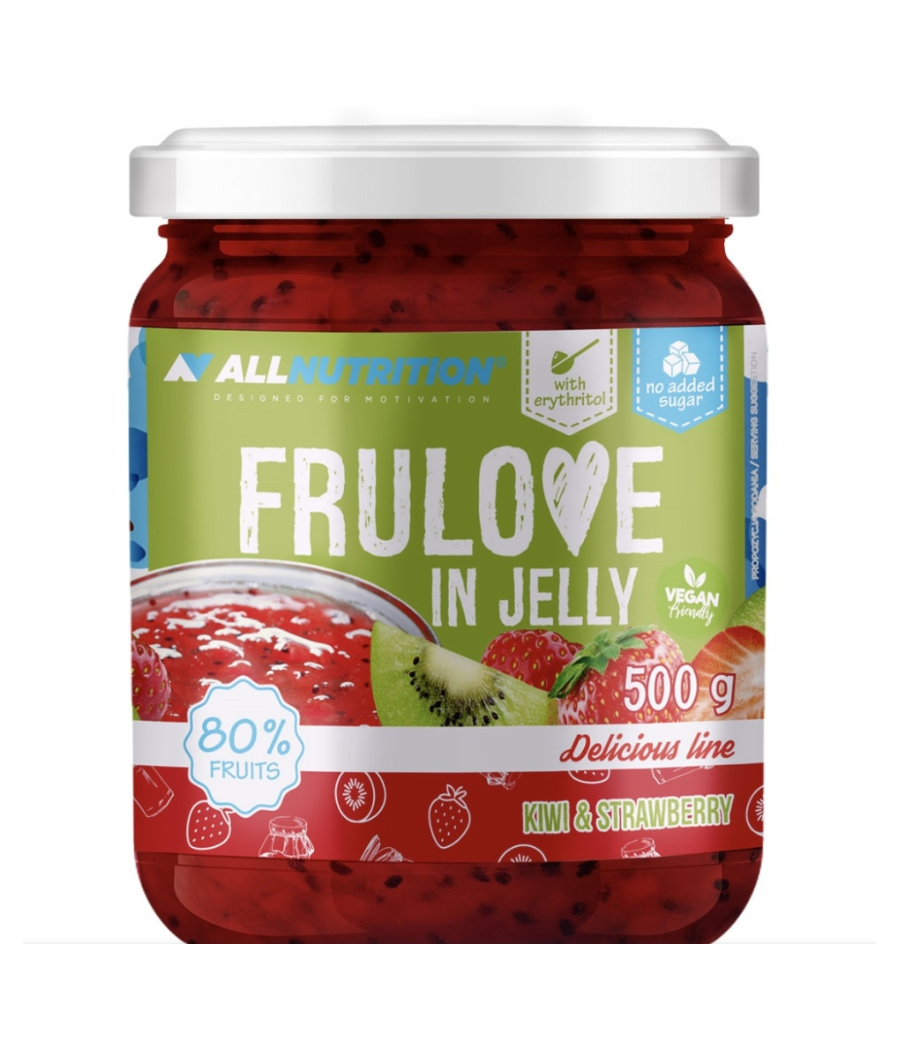 FRULOVE IN JELLY Желе – Киви и Клубника, без сахара, 500 г – низкокалорийный продукт от AllNutrition, купить в SportFit Nutrition OÜ | Reg.nr. 14554498
