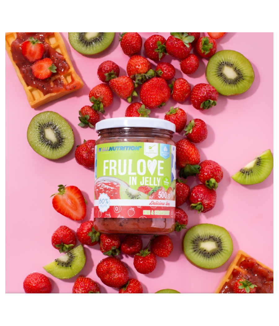 FRULOVE IN JELLY Желе – Киви и Клубника, без сахара, 500 г – низкокалорийный продукт от AllNutrition, купить в SportFit Nutrition OÜ | Reg.nr. 14554498
