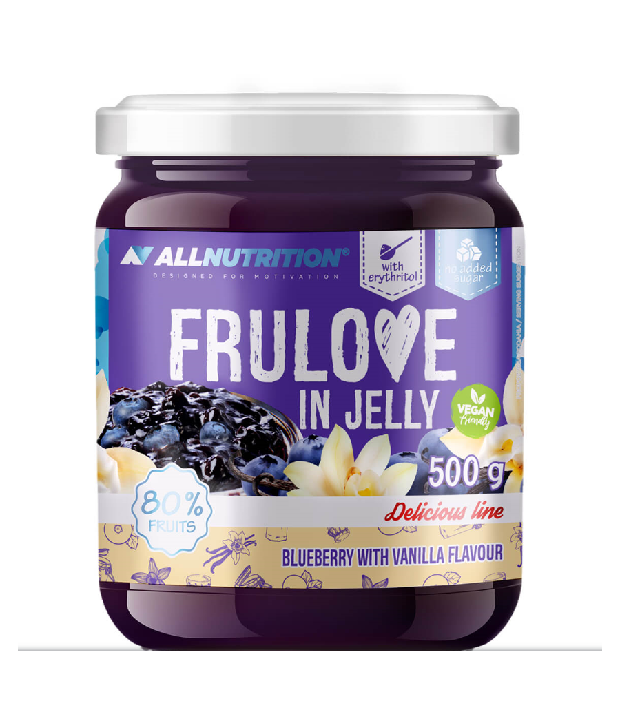 FRULOVE IN JELLY Желе – Черника с ванилью, 500 г – низкокалорийный продукт от AllNutrition, купить в SportFit Nutrition OÜ | Reg.nr. 14554498