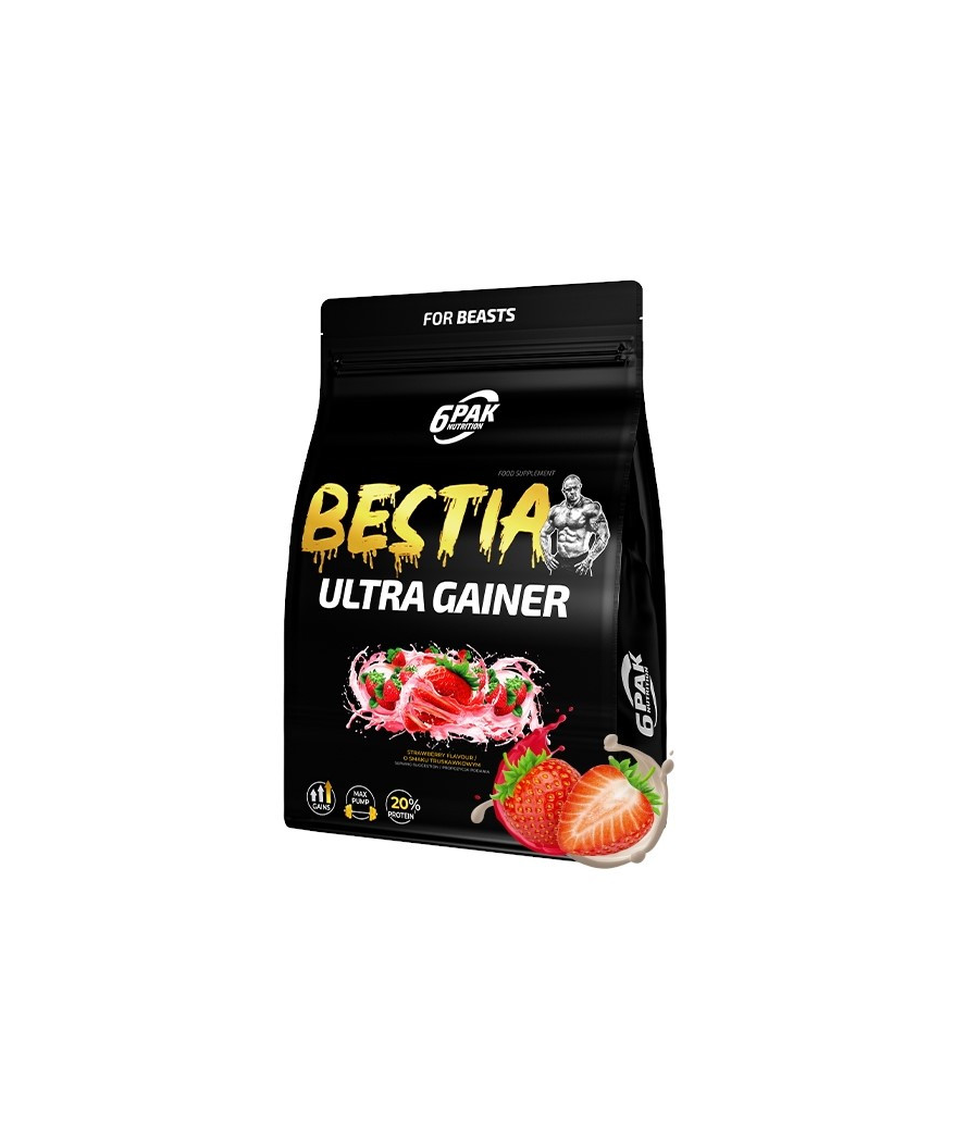 BESTIA ULTRA Gainer, Maasikas, 1 kg – madala kalorsusega toode firmalt 6PAK Nutrition, osta SportFit Nutrition OÜ | Reg.nr. 14554498-ist