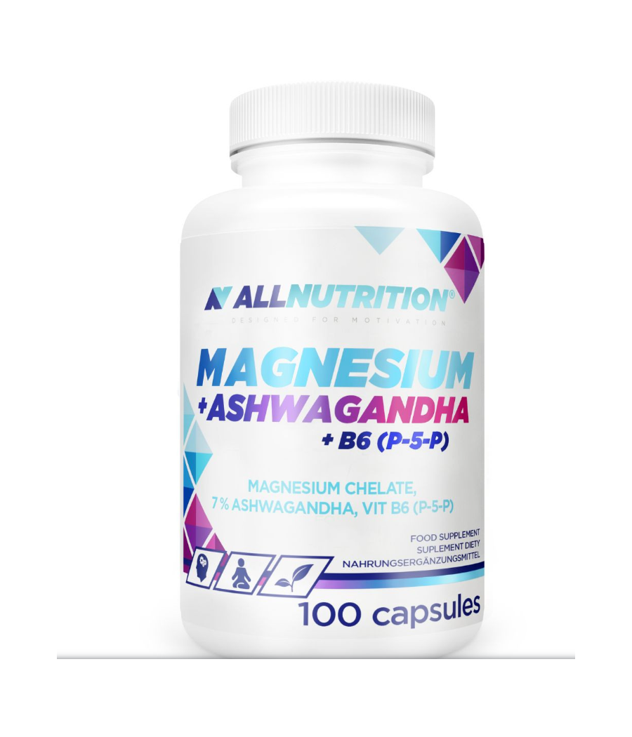 Magneesium + Ashwagandha + B6 (P-5-P), N100 – madala kalorsusega toode firmalt AllNutrition, osta SportFit Nutrition OÜ | Reg.nr. 14554498-ist