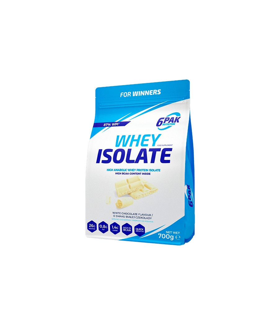 Whey Isolate, White Chocolate, 700 g – low-calorie product from 6PAK Nutrition, buy in SportFit Nutrition OÜ | Reg.nr. 14554498