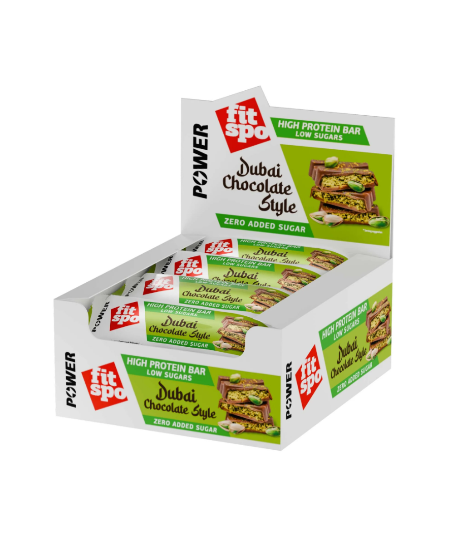 Протеиновый батончик POWER Dubai Chocolate Style, 50 г – низкокалорийный продукт от FITSPO, купить в SportFit Nutrition OÜ | Reg.nr. 14554498