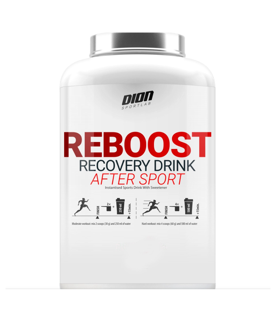 REBOOST AFTER SPORT Recovery drink powder, chocolate, 1050 g – low-calorie product from DION Sportlab, buy in SportFit Nutrition OÜ | Reg.nr. 14554498