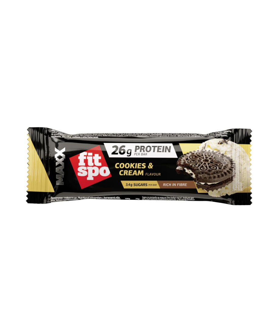 Протеиновый батончик MAXX, cookies&cream, 75 г – низкокалорийный продукт от FITSPO, купить в SportFit Nutrition OÜ | Reg.nr. 14554498 Протеиновый батончик MAXX, cookies&cream, 75 г – низкокалорийный продукт от FITSPO, купить в SportFit Nutrition OÜ | Reg.nr. 14554498
