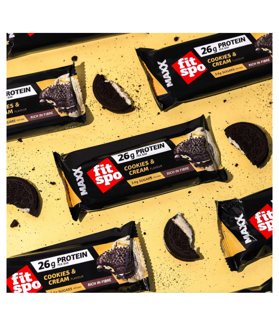 Протеиновый батончик MAXX, cookies&cream, 75 г – низкокалорийный продукт от FITSPO, купить в SportFit Nutrition OÜ | Reg.nr. 14554498
