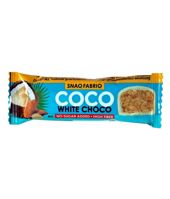 COCO "SNAQ FABRIQ" batoon šokolaadis kookospähkli ja mandlitega, 40 g.