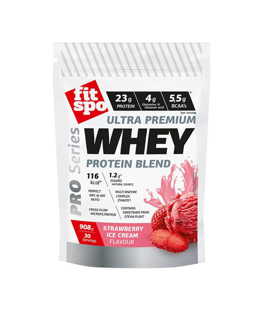 Whey PRO протеин, клубничное мороженое, 908 г – низкокалорийный продукт от FITSPO, купить в SportFit Nutrition OÜ | Reg.nr. 14554498 Whey PRO протеин, клубничное мороженое, 908 г – низкокалорийный продукт от FITSPO, купить в SportFit Nutrition OÜ | Reg.nr. 14554498