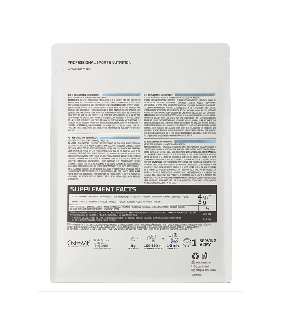 Креатин моногидрат, натуральный - 500 г – низкокалорийный продукт от Ostrovit, купить в SportFit Nutrition OÜ | Reg.nr. 14554498 Креатин моногидрат, натуральный - 500 г – низкокалорийный продукт от Ostrovit, купить в SportFit Nutrition OÜ | Reg.nr. 14554498