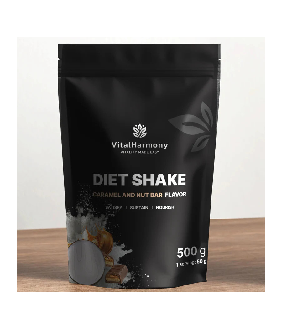 VITALHARMONY Diet Shake šokolaadi-karamelli-pähkli - 500 g – madala kalorsusega toode firmalt VITALHARMONY, osta SportFit Nutrition OÜ | Reg.nr. 14554498-ist