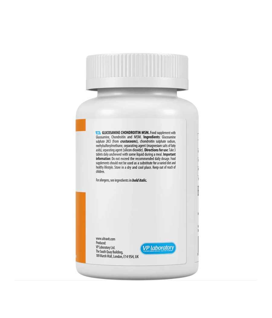 VPLab ULTRAVIT Глюкозамин Хондроитин MSM, 90 таблеток – низкокалорийный продукт от VPLab, купить в SportFit Nutrition OÜ | Reg.nr. 14554498