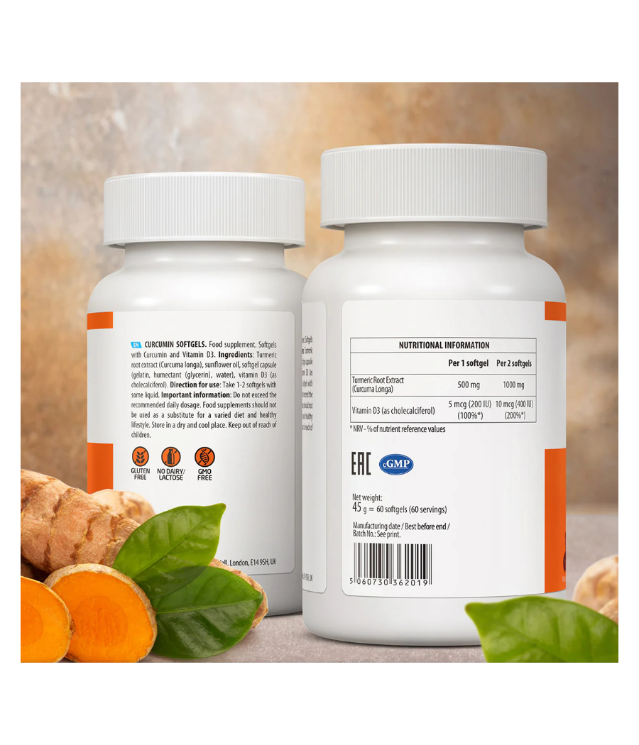 VPLab ULTRAVIT Куркумин D3, 60 капсул – низкокалорийный продукт от VPLab, купить в SportFit Nutrition OÜ | Reg.nr. 14554498