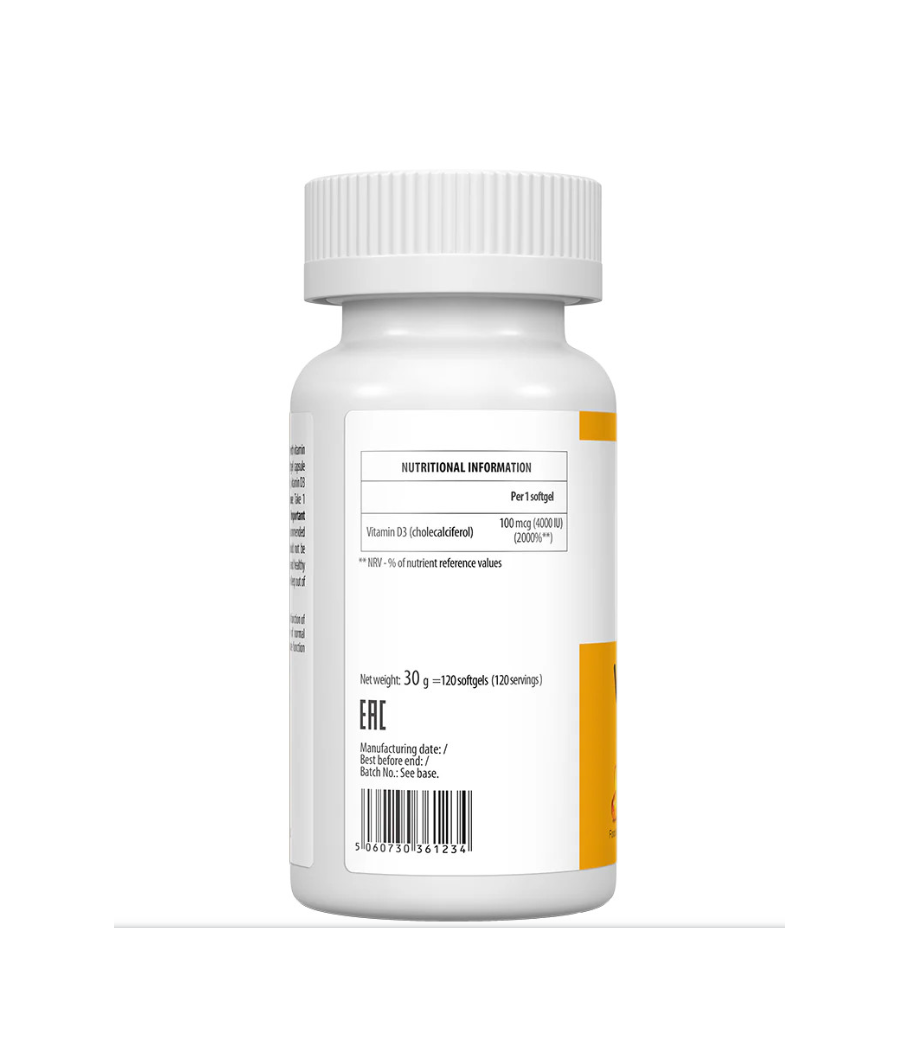 VPLab ULTRAVIT Vitamin D3 4000 IU, 120 капсул – низкокалорийный продукт от VPLab, купить в SportFit Nutrition OÜ | Reg.nr. 14554498