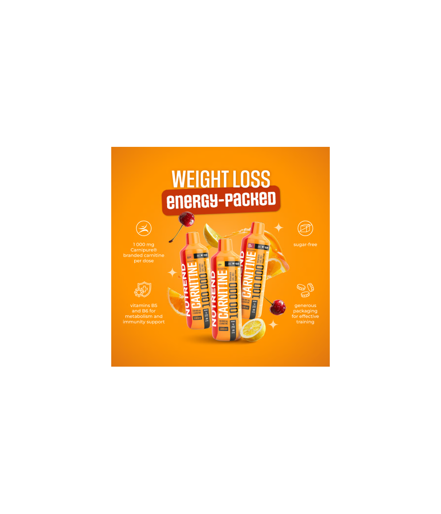 NUTREND Carnitine 100000, orange, 1000 ml – low-calorie product from NUTREND, buy in SportFit Nutrition OÜ | Reg.nr. 14554498