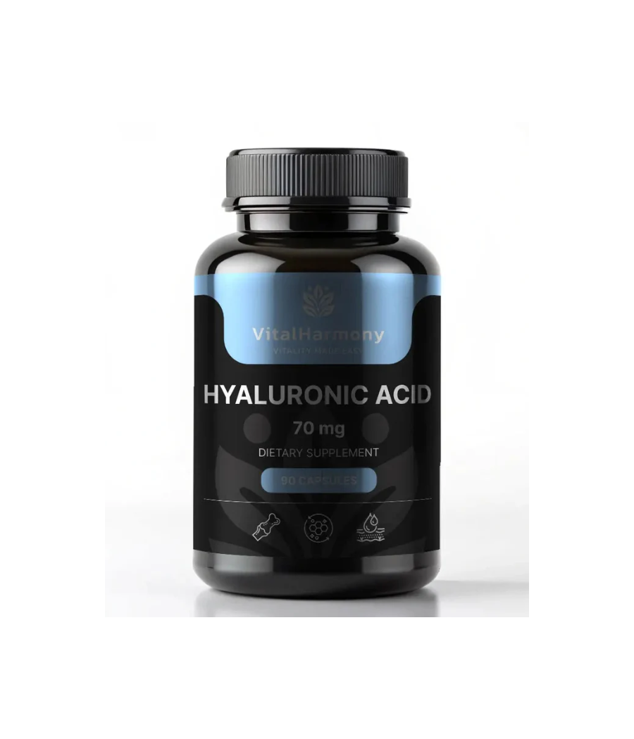 VITALHARMONY Hyaluronic acid 70mg, 90 capsules – low-calorie product from VITALHARMONY, buy in SportFit Nutrition OÜ | Reg.nr. 14554498