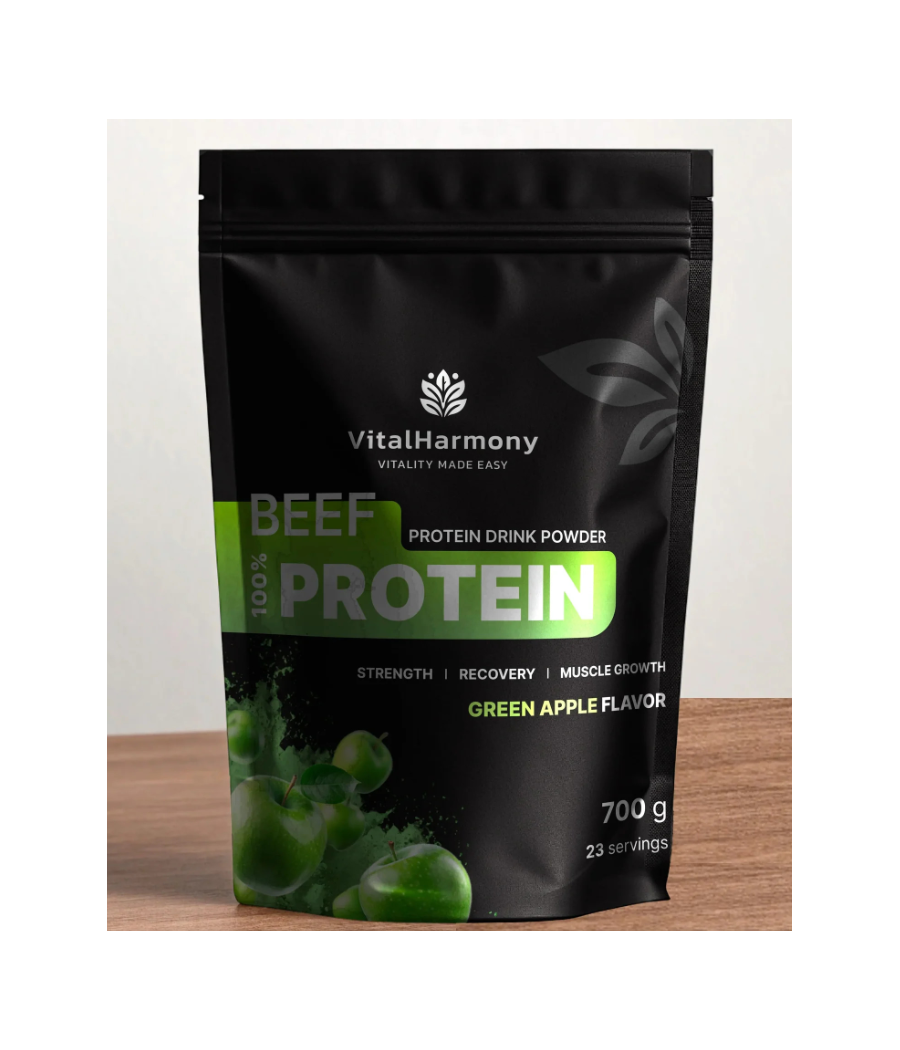 VITALHARMONY Beef protein, Green apple, 700 g – low-calorie product from VITALHARMONY, buy in SportFit Nutrition OÜ | Reg.nr. 14554498