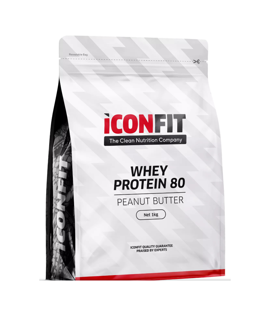ICONFIT Whey Protein 80, арахисовое масло, 1 кг – низкокалорийный продукт от ICONFIT, купить в SportFit Nutrition OÜ | Reg.nr. 14554498