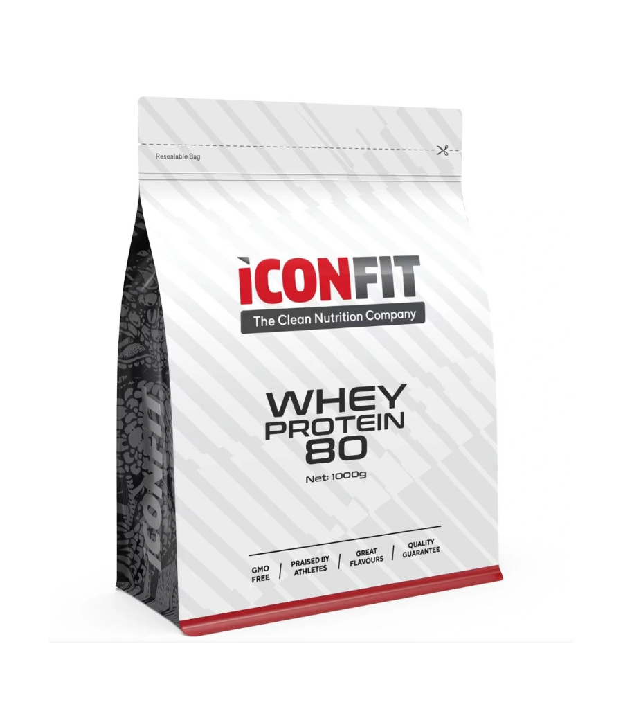 ICONFIT Whey Protein 80, банан, 1 кг – низкокалорийный продукт от ICONFIT, купить в SportFit Nutrition OÜ | Reg.nr. 14554498