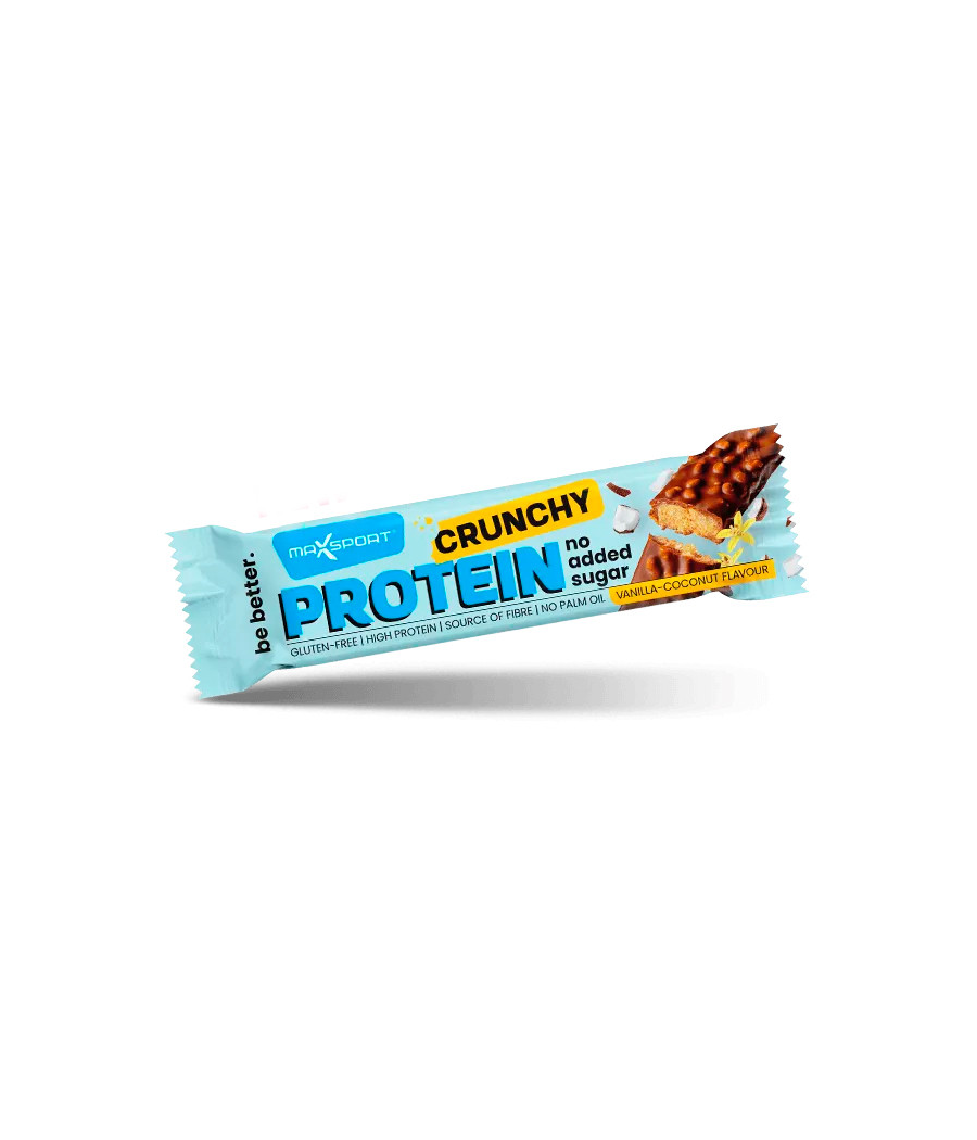 CRUNCHY Protein bar, Vanilla & Coconut, 40 g – low-calorie product from MaxSport, buy in SportFit Nutrition OÜ | Reg.nr. 14554498