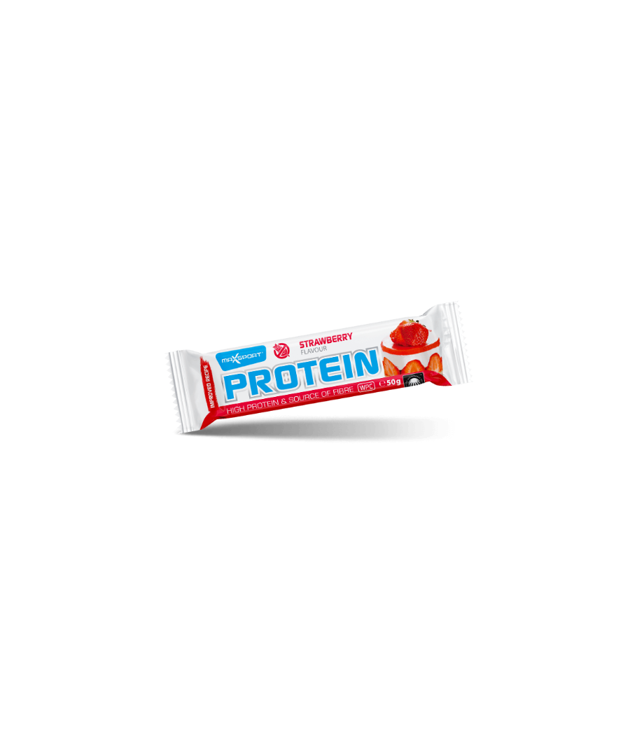 MaxSport Protein Bar – Strawberry, 50 g – low-calorie product from MaxSport, buy in SportFit Nutrition OÜ | Reg.nr. 14554498