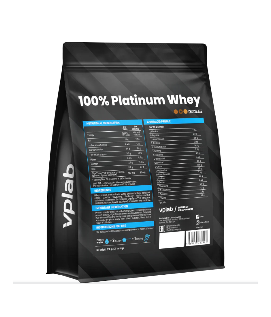VPLAB Platinum Whey, Шоколад, 750 г – низкокалорийный продукт от VPLab, купить в SportFit Nutrition OÜ | Reg.nr. 14554498
