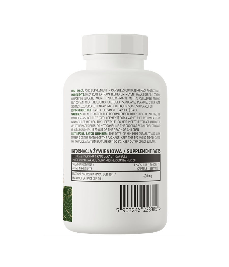 OstroVit Maca VEGE, 60 kapslit – madala kalorsusega toode firmalt Ostrovit, osta SportFit Nutrition OÜ | Reg.nr. 14554498-ist