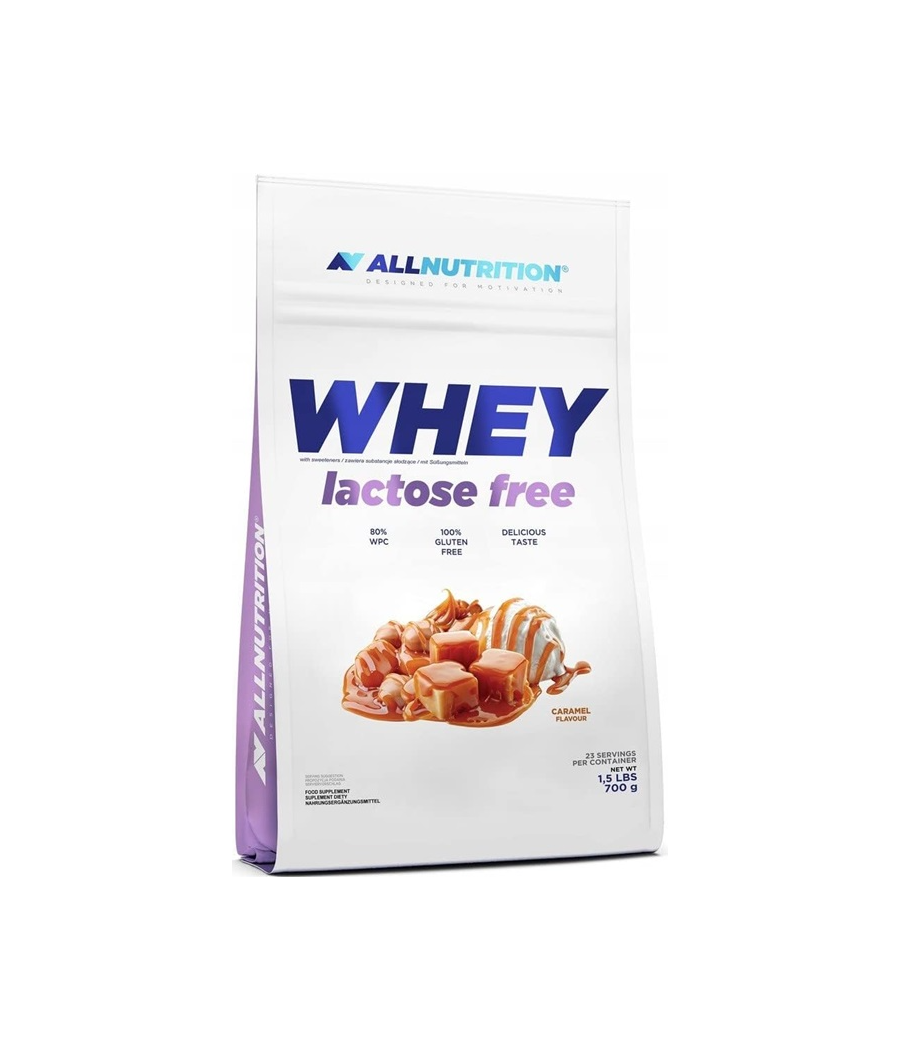 ALLNUTRITION LAKTOOSIVABA WHEY, karamell, 700g – madala kalorsusega toode firmalt AllNutrition, osta SportFit Nutrition OÜ | Reg.nr. 14554498-ist