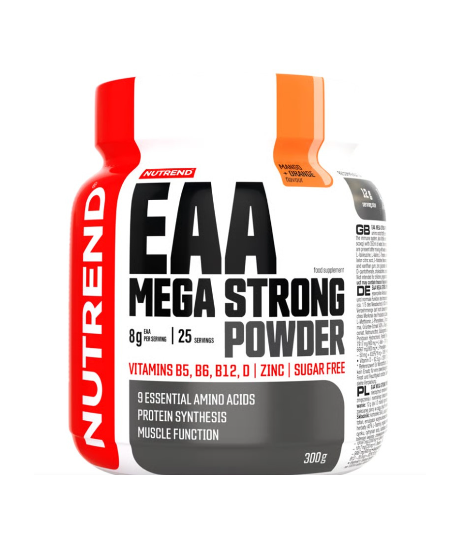 NUTREND EAA MEGA STRONG pulber, mango+apelsin, 300 g – madala kalorsusega toode firmalt NUTREND, osta SportFit Nutrition OÜ | Reg.nr. 14554498-ist