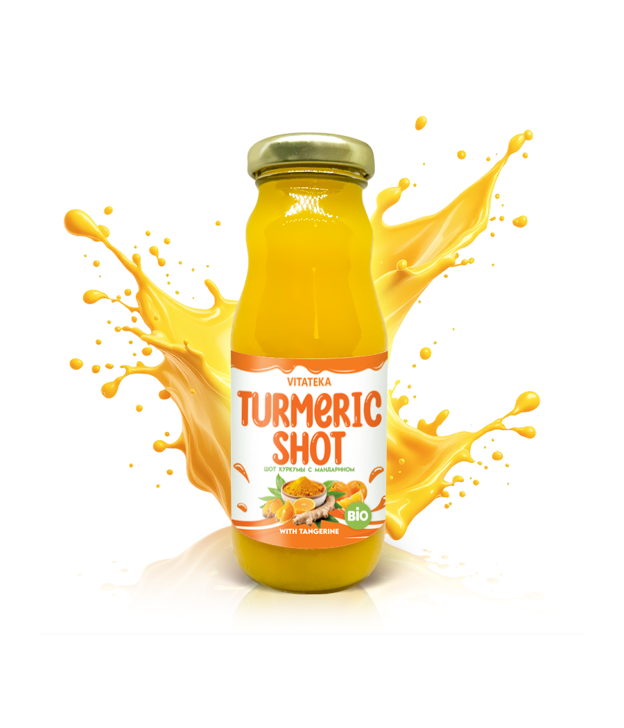 VITATEKA Turmeric Shot with Mandarin, 200 ml – low-calorie product from VITATEKA, buy in SportFit Nutrition OÜ | Reg.nr. 14554498