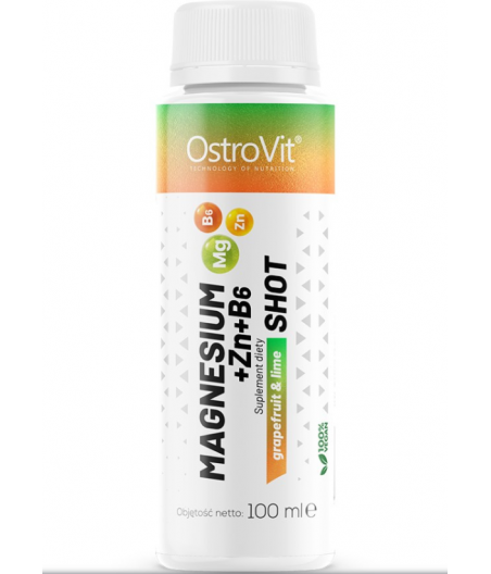 OstroVit Magnesium + Zn + B6 Shot, Greip ja Laim, 100 ml