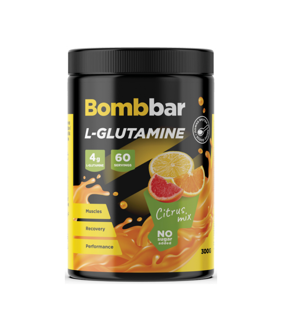 Bombbar L-glutamiin - Tsitrus, 300 g – madala kalorsusega toode firmalt Bombbar, osta SportFit Nutrition OÜ | Reg.nr. 14554498-ist