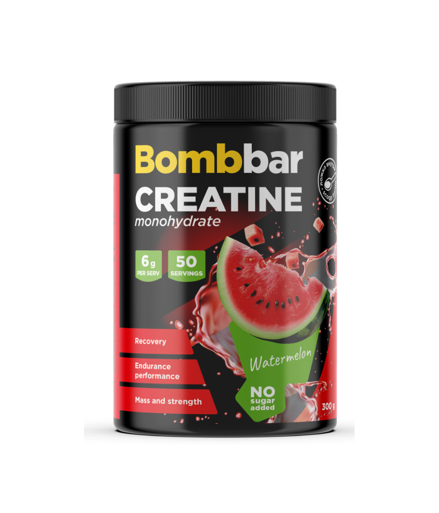 Bombbar Creatine Monohydrate, watermelon, 300 g – low-calorie product from Bombbar, buy in SportFit Nutrition OÜ | Reg.nr. 14554498