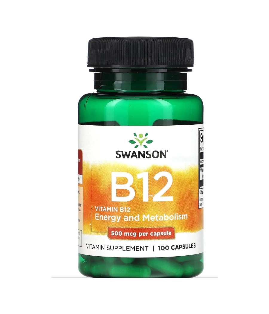 SWANSON Vitamiin B12, 500 mcg, 100 kapslit – madala kalorsusega toode firmalt SWANSON, osta SportFit Nutrition OÜ | Reg.nr. 14554498-ist