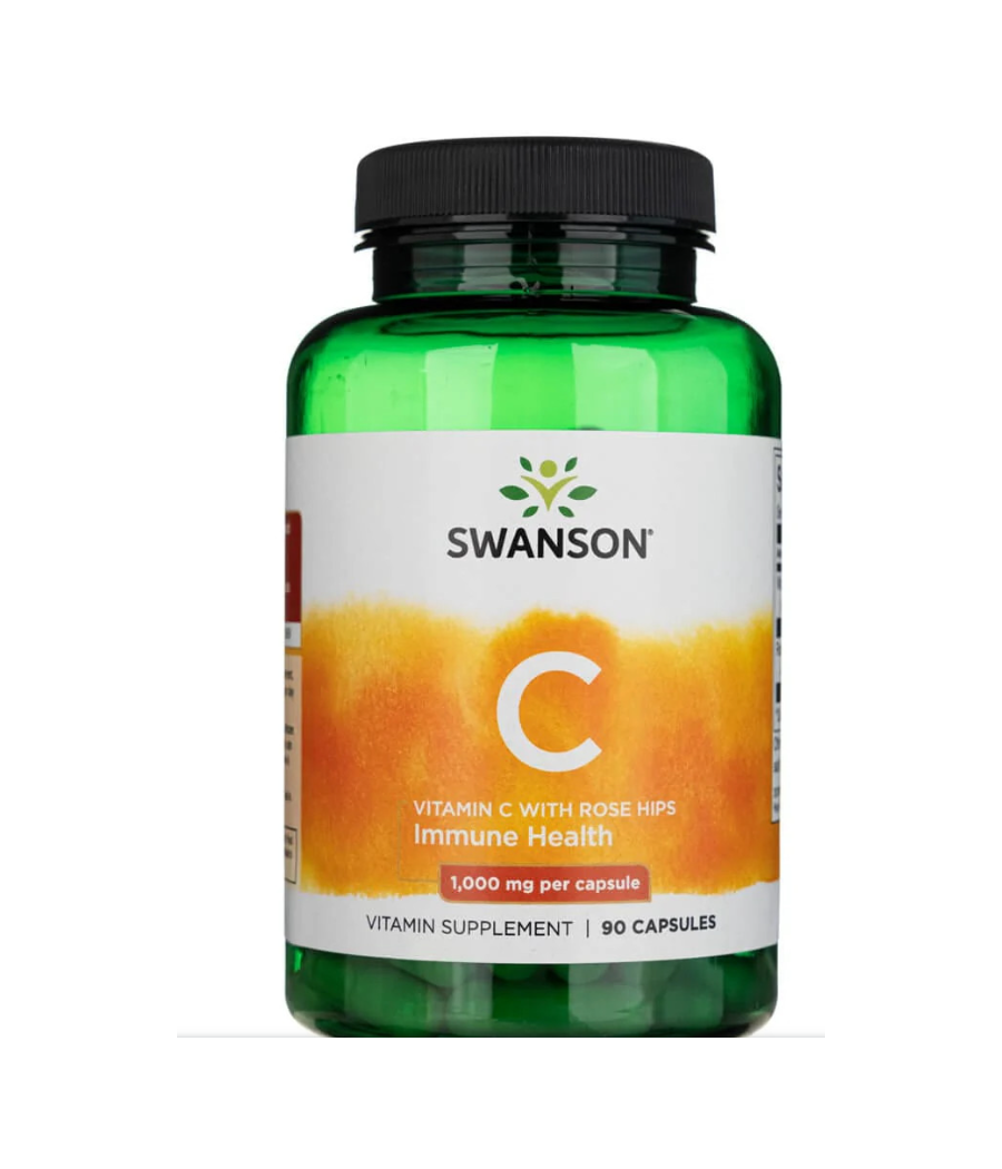 SWANSON Vitamin C with Rose Hips, 90 capsules – low-calorie product from SWANSON, buy in SportFit Nutrition OÜ | Reg.nr. 14554498
