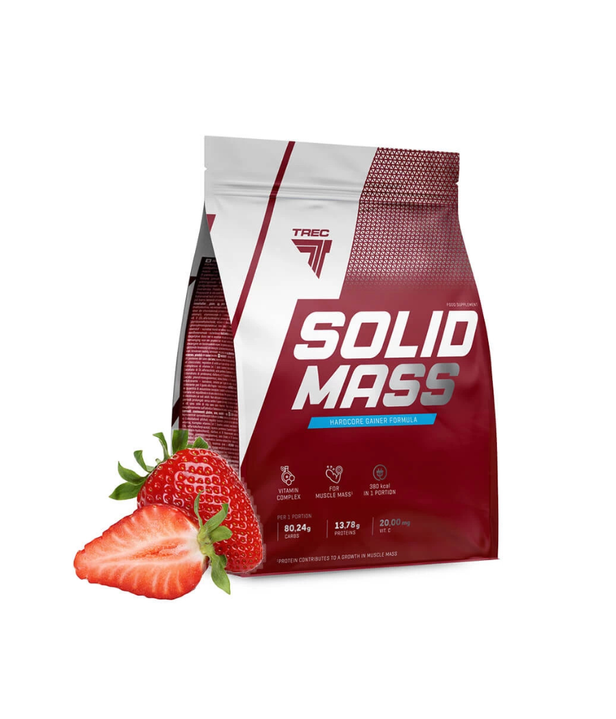 Gainer Solid Mass Maasikas — 3000 g – madala kalorsusega toode firmalt TREC NUTRITION, osta SportFit Nutrition OÜ | Reg.nr. 14554498-ist