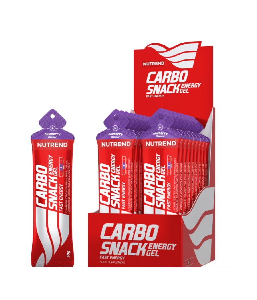 NUTREND Energiageel CARBOSNACK, mustikas, 50 g – madala kalorsusega toode firmalt NUTREND, osta SportFit Nutrition OÜ | Reg.nr. 14554498-ist