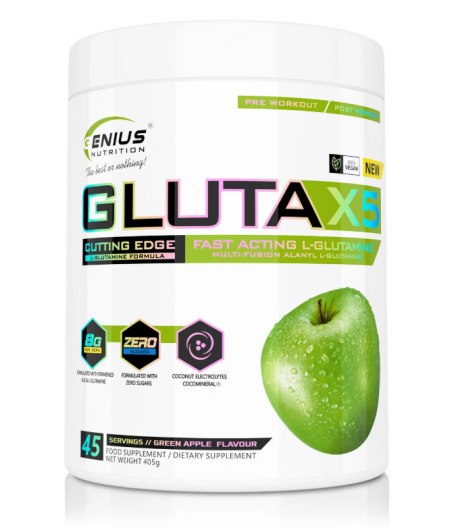 GENIUS GLUTA-X5 L-glutamine, Green apple, 405 g