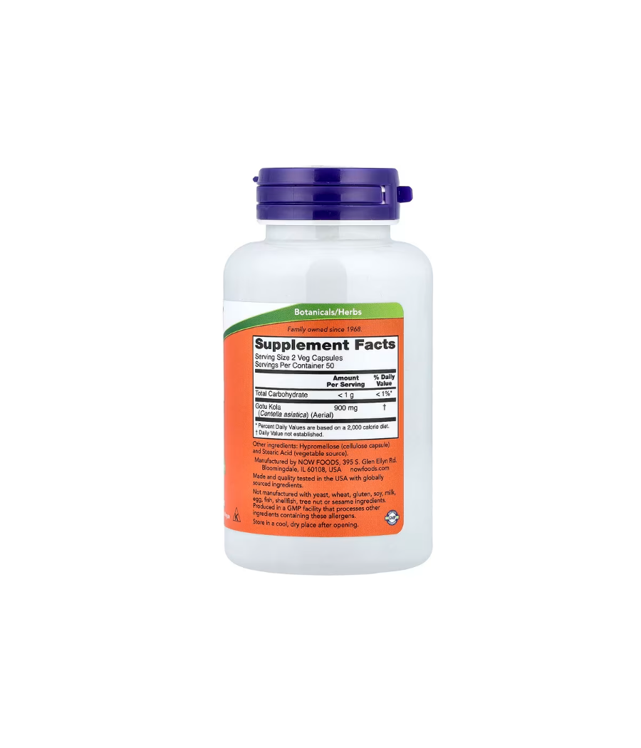 NOW Foods Gotu Kola, 450mg - 100 vcaps – low-calorie product from NOW, buy in SportFit Nutrition OÜ | Reg.nr. 14554498
