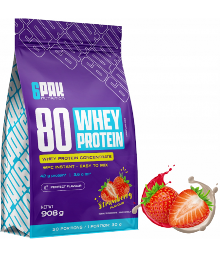 6PAK 80 WHEY PROTEIN, strawberry - 908g