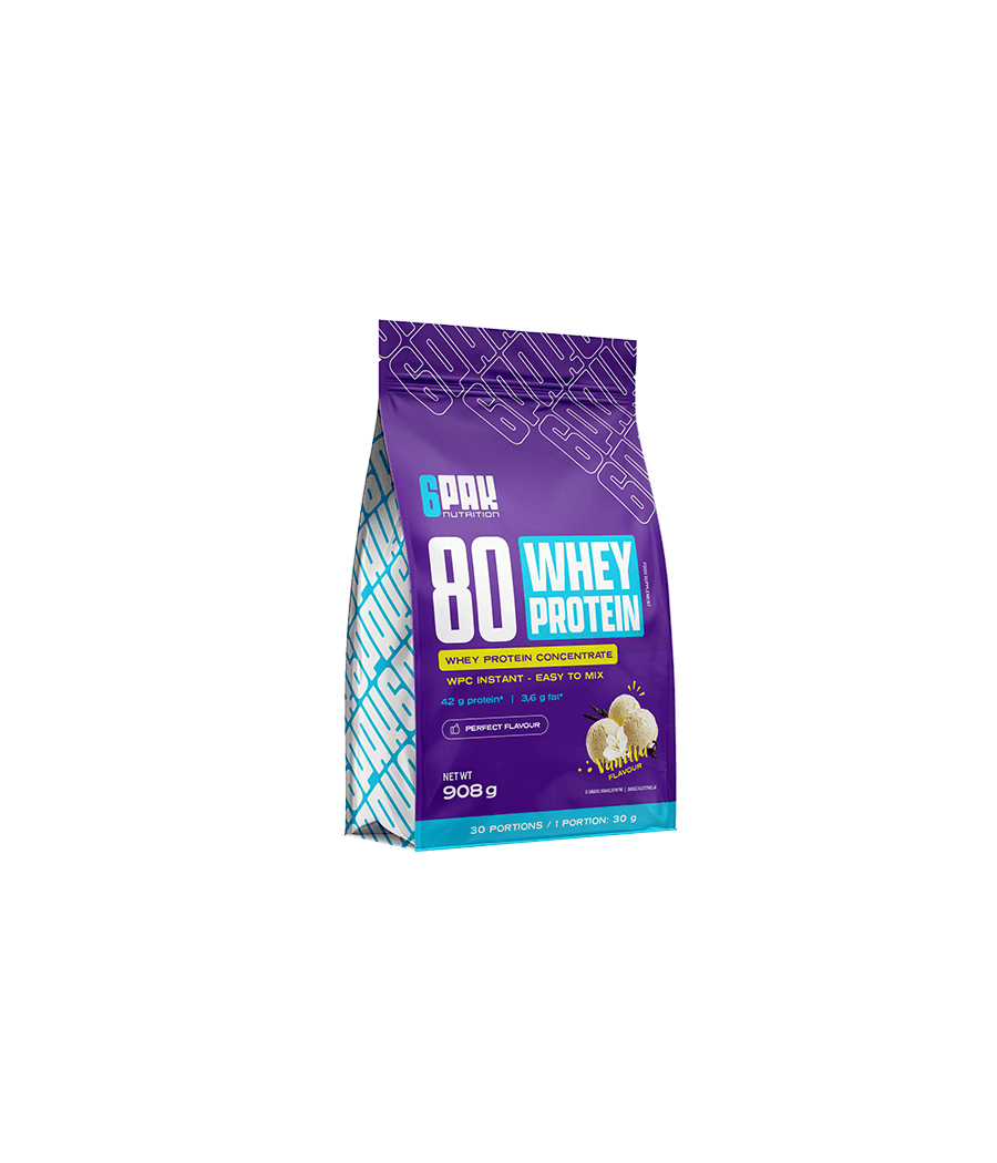 6PAK 80 WHEY PROTEIN, vanilla - 908g – low-calorie product from 6PAK Nutrition, buy in SportFit Nutrition OÜ | Reg.nr. 14554498
